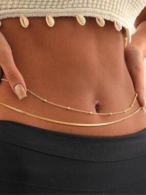Waist Chain for Women14K Gold Plated Silver Plated, Layered Belly Belt